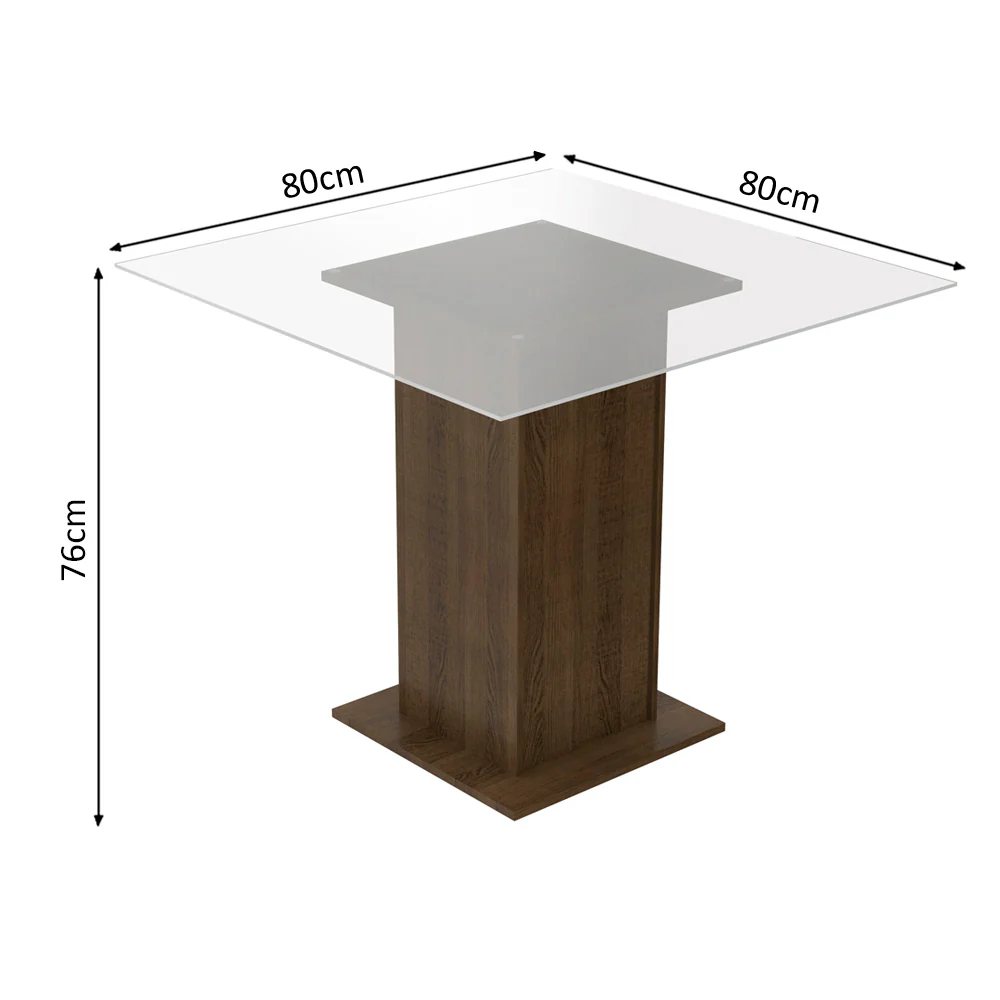 Conjunto Sala de Jantar Madesa Dallas Mesa Tampo de Vidro com 4 Cadeiras Rustic/Crema/Sintético Bege - Image 4