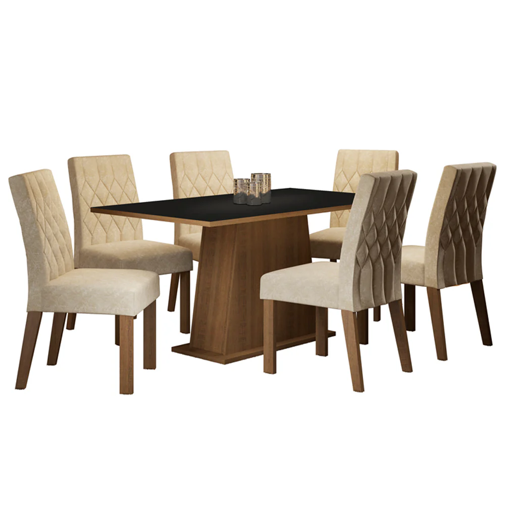 Conjunto Sala de Jantar Madesa Daniela Mesa Tampo de Madeira com 6 Cadeiras Rustic/Preto/Imperial - Image 2