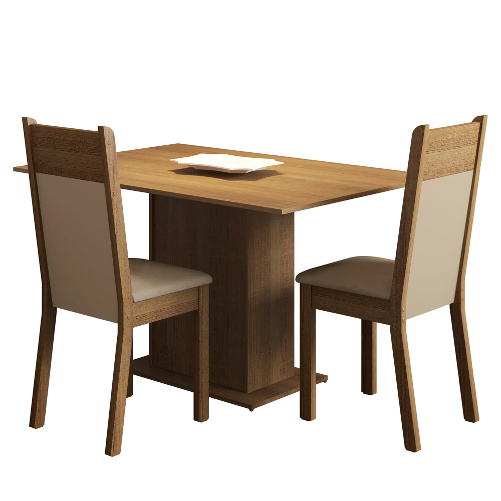 Conjunto Sala de Jantar Madesa Gabi Mesa Tampo de Madeira com 2 Cadeiras Rustic/Crema/Sintético Bege - Image 2