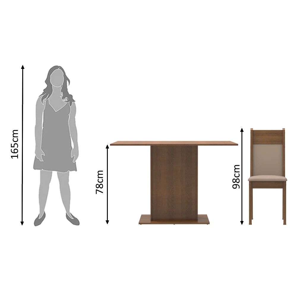 Conjunto Sala de Jantar Madesa Gabi Mesa Tampo de Madeira com 2 Cadeiras Rustic/Crema/Sintético Bege - Image 8