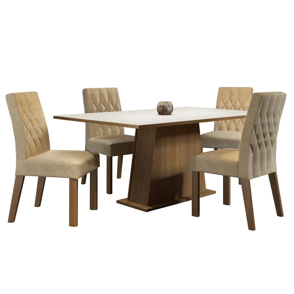 Conjunto Sala de Jantar Madesa Ingrid Mesa Tampo de Madeira com 4 Cadeiras Rustic/Branco/Imperial - Image 2