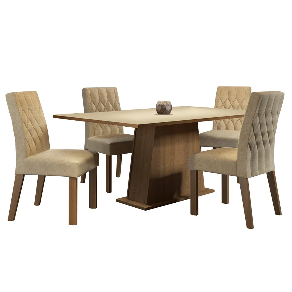 Conjunto Sala de Jantar Madesa Ingrid Mesa Tampo de Madeira com 4 Cadeiras Rustic/Crema/Imperial - Image 2