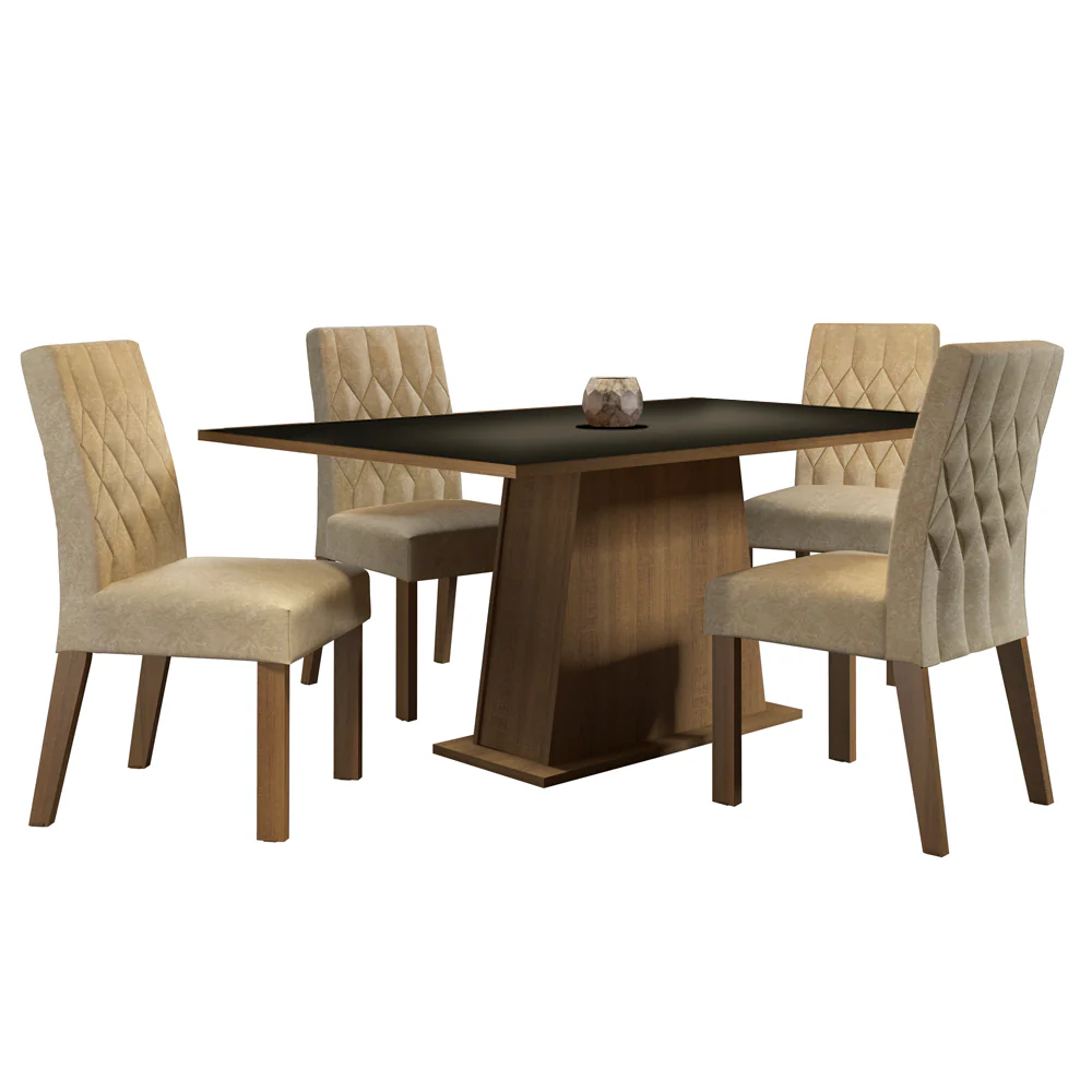 Conjunto Sala de Jantar Madesa Ingrid Mesa Tampo de Madeira com 4 Cadeiras Rustic/Preto/Imperial - Image 2