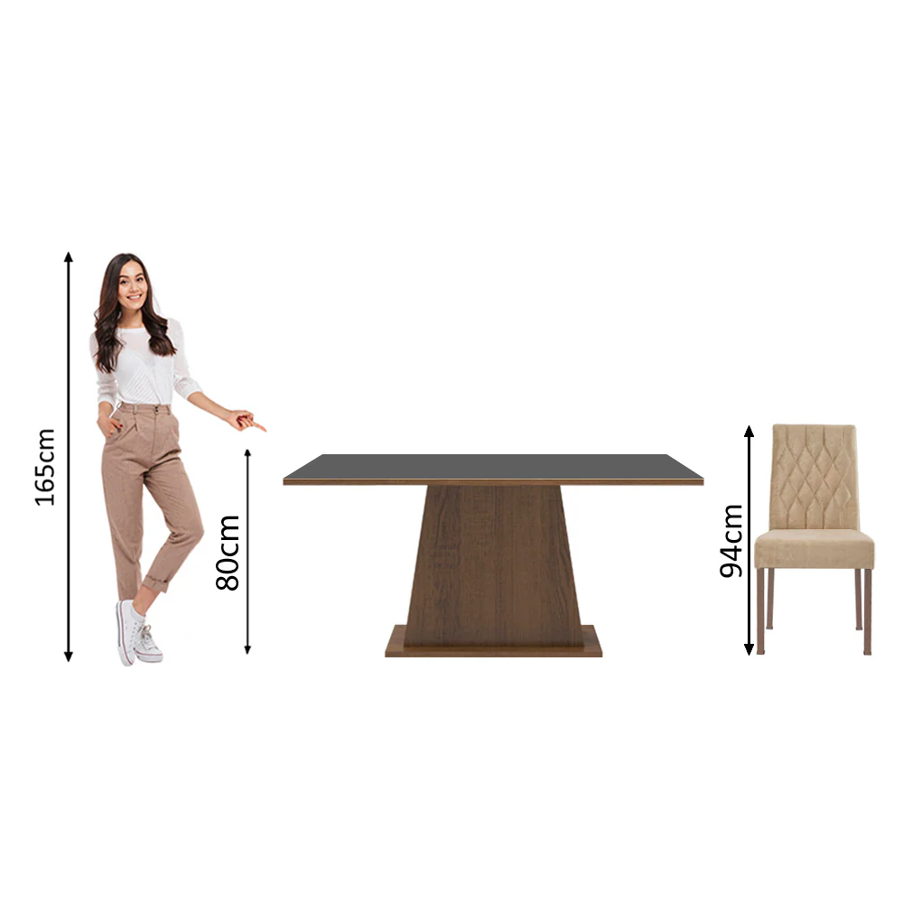 Conjunto Sala de Jantar Madesa Ingrid Mesa Tampo de Madeira com 4 Cadeiras Rustic/Preto/Imperial - Image 7