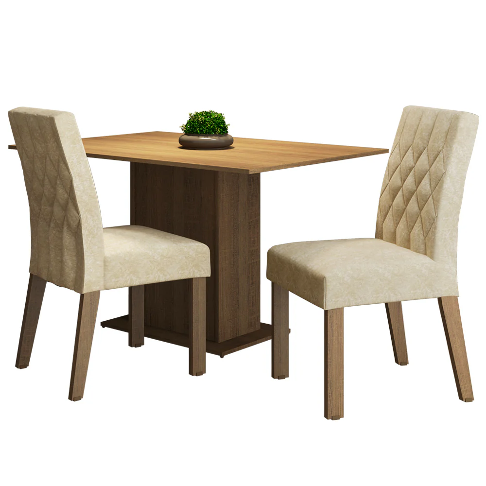 Conjunto Sala de Jantar Madesa Lia Mesa Tampo de Madeira com 2 Cadeiras Rustic/Imperial - Image 2
