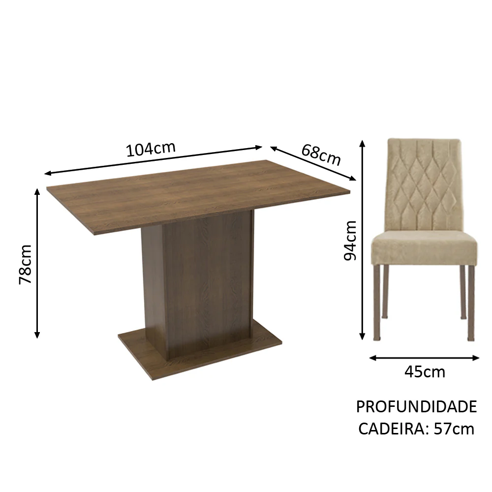Conjunto Sala de Jantar Madesa Lia Mesa Tampo de Madeira com 2 Cadeiras Rustic/Imperial - Image 3
