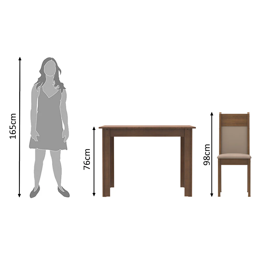 Conjunto Sala de Jantar Madesa Lola Mesa Tampo de Madeira com 2 Cadeiras Rustic/Crema/Sintético Bege - Image 8