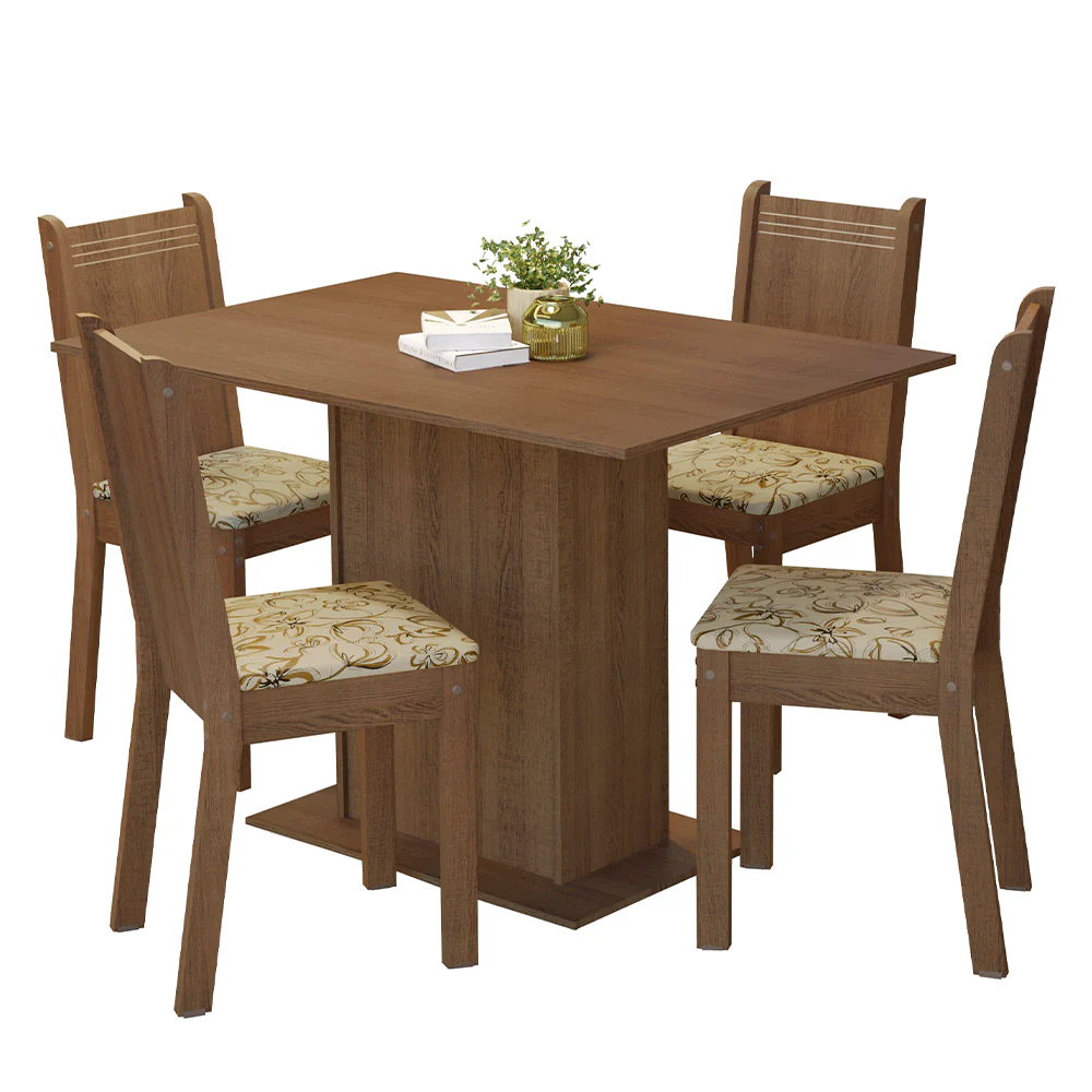Conjunto Sala de Jantar Madesa Luana Mesa Tampo de Madeira com 4 Cadeiras Rustic/Lírio Bege - Image 2