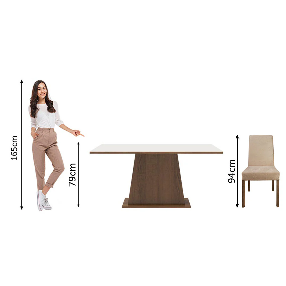 Conjunto Sala de Jantar Madesa Luciana Mesa Tampo de Madeira com 6 Cadeiras Rustic/Branco/Imperial - Image 8
