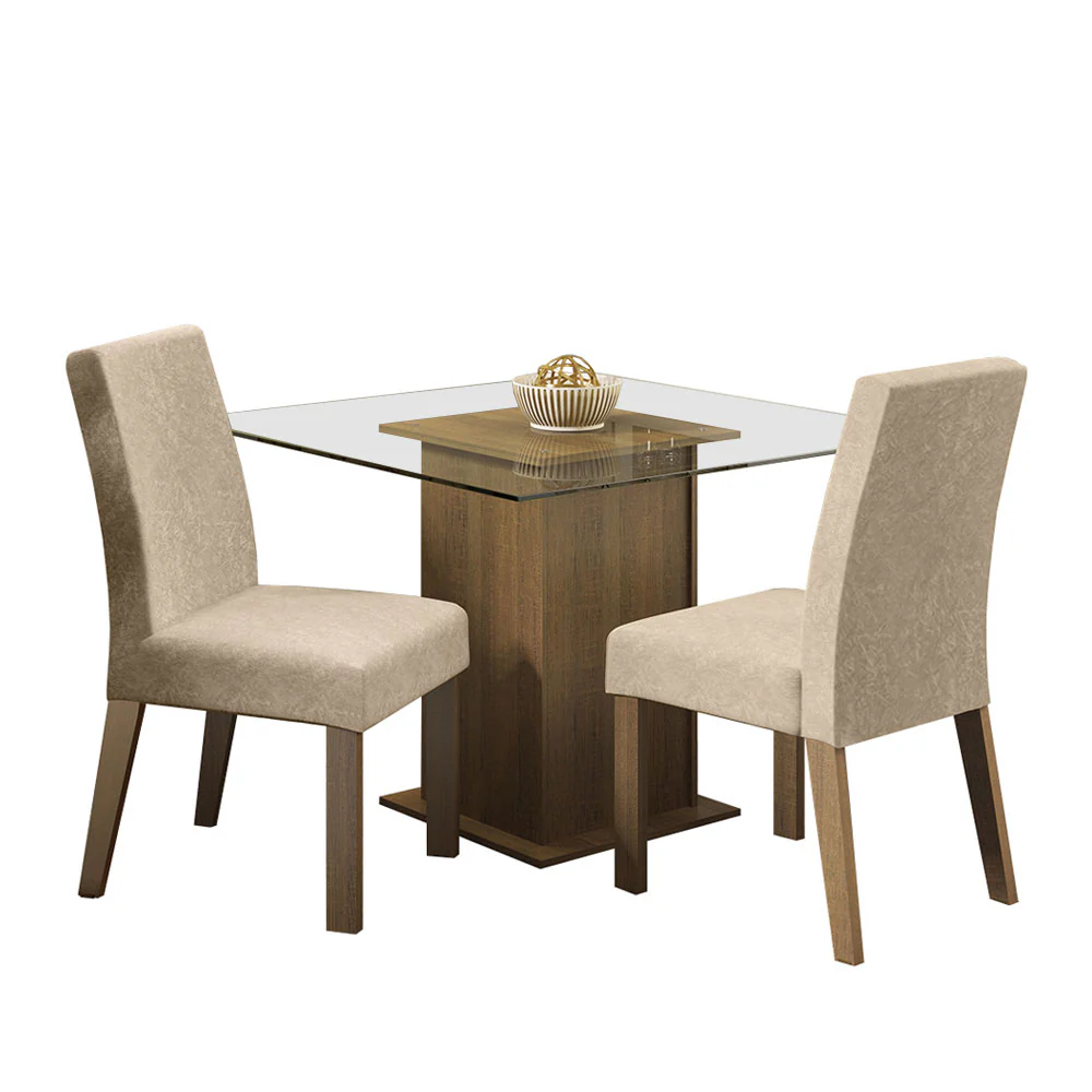 Conjunto Sala de Jantar Madesa Luli Mesa Tampo de Vidro com 2 Cadeiras Rustic/Imperial - Image 2