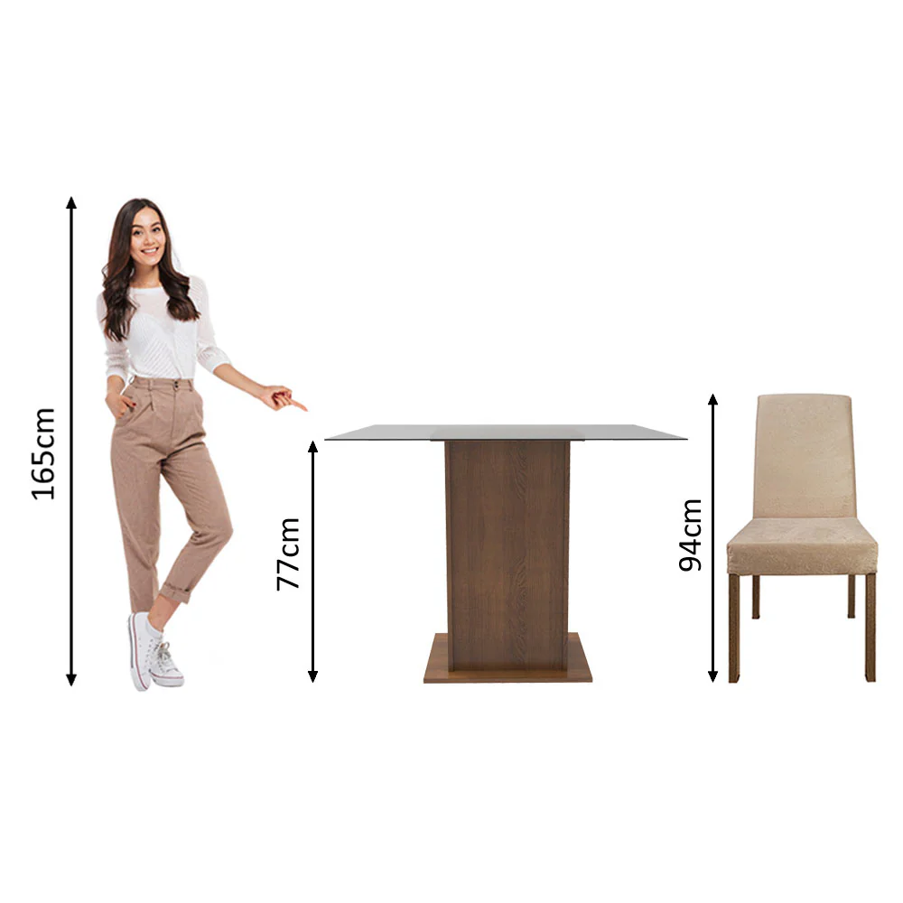 Conjunto Sala de Jantar Madesa Luli Mesa Tampo de Vidro com 2 Cadeiras Rustic/Imperial - Image 8