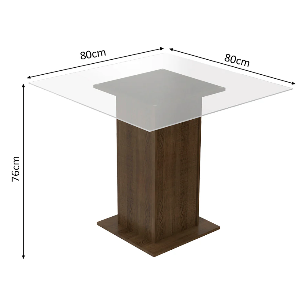 Conjunto Sala de Jantar Madesa Magda Mesa Tampo de Vidro com 4 Cadeiras Rustic/Bege Marrom - Image 4