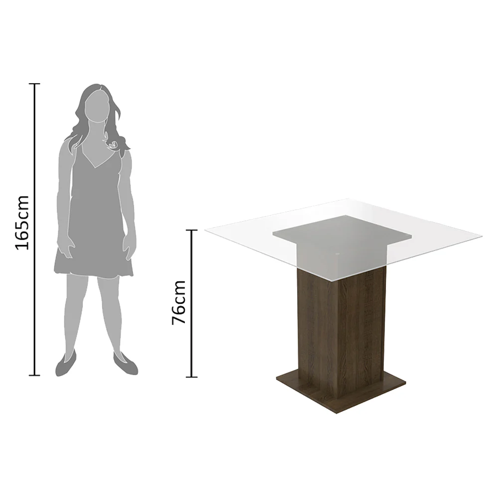 Conjunto Sala de Jantar Madesa Magda Mesa Tampo de Vidro com 4 Cadeiras Rustic/Lírio Bege - Image 10