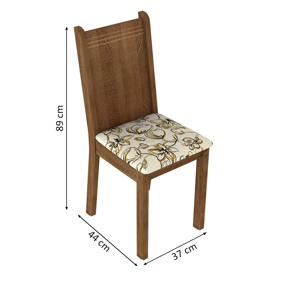 Conjunto Sala de Jantar Madesa Magda Mesa Tampo de Vidro com 4 Cadeiras Rustic/Lírio Bege - Image 3