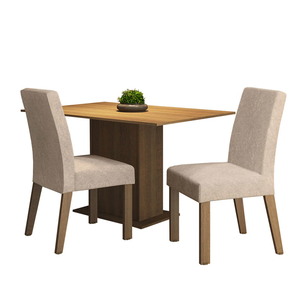 Conjunto Sala de Jantar Madesa Manu Mesa Tampo de Madeira com 2 Cadeiras Rustic/Imperial - Image 2