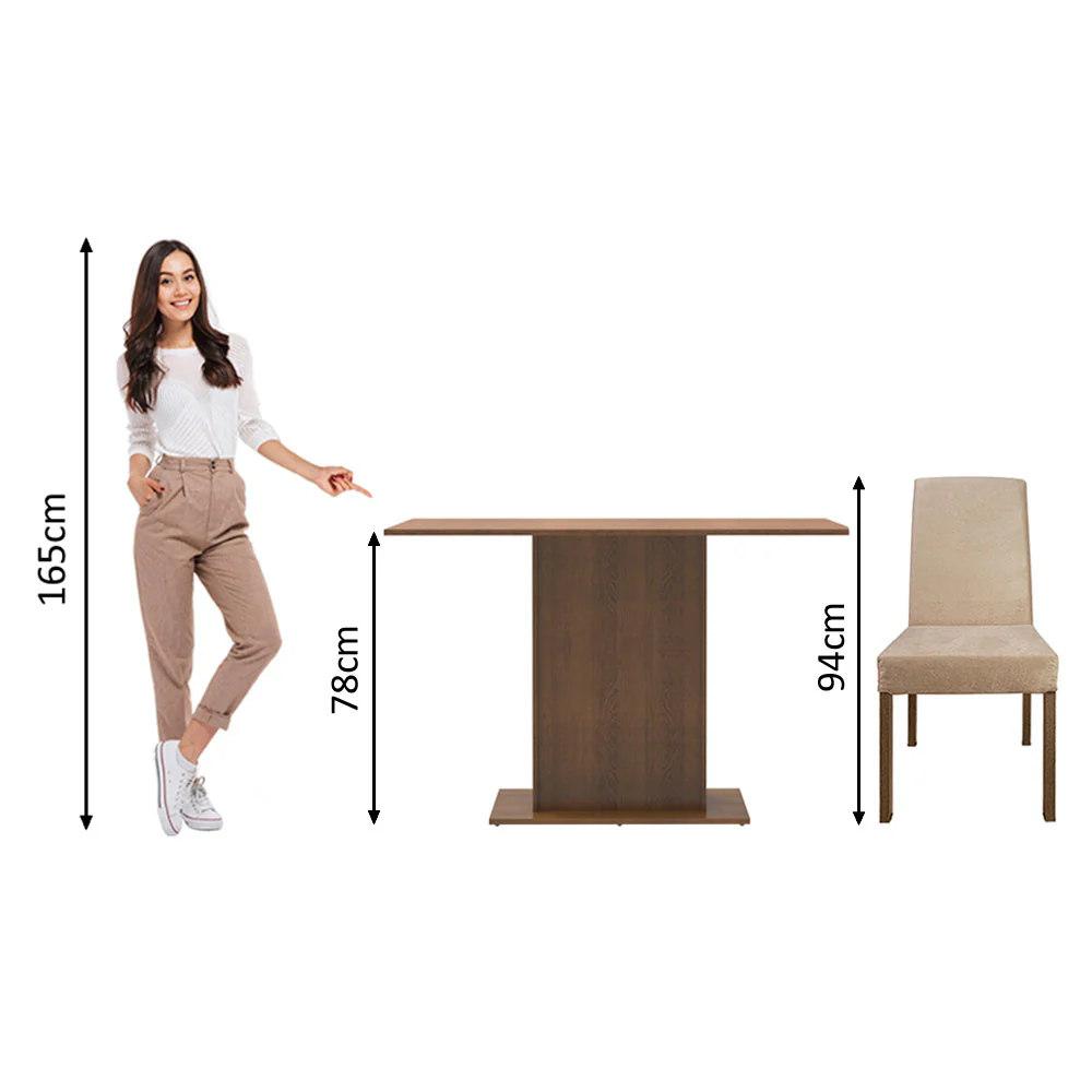 Conjunto Sala de Jantar Madesa Manu Mesa Tampo de Madeira com 2 Cadeiras Rustic/Imperial - Image 8