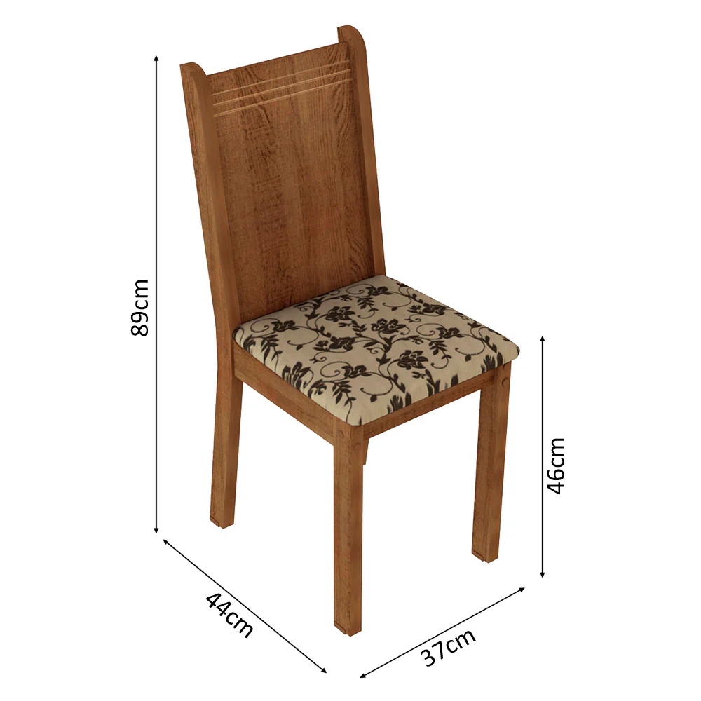 Conjunto Sala de Jantar Madesa Maris Mesa Tampo de Madeira com 6 Cadeiras Rustic/Bege Marrom - Image 3