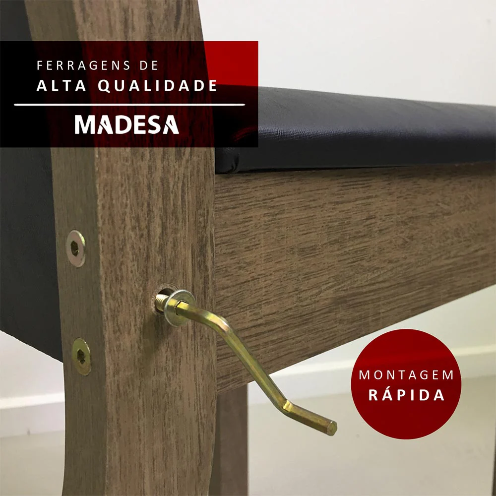 Conjunto Sala de Jantar Madesa Maris Mesa Tampo de Madeira com 6 Cadeiras Rustic/Floral Hibiscos - Image 4