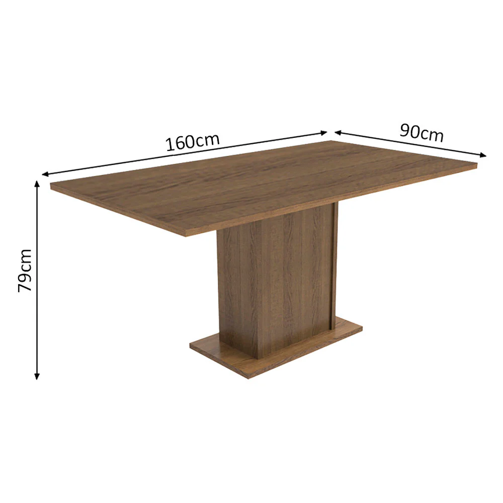 Conjunto Sala de Jantar Madesa Megan Mesa Tampo de Madeira com 6 Cadeiras Rustic/Bege Marrom - Image 4