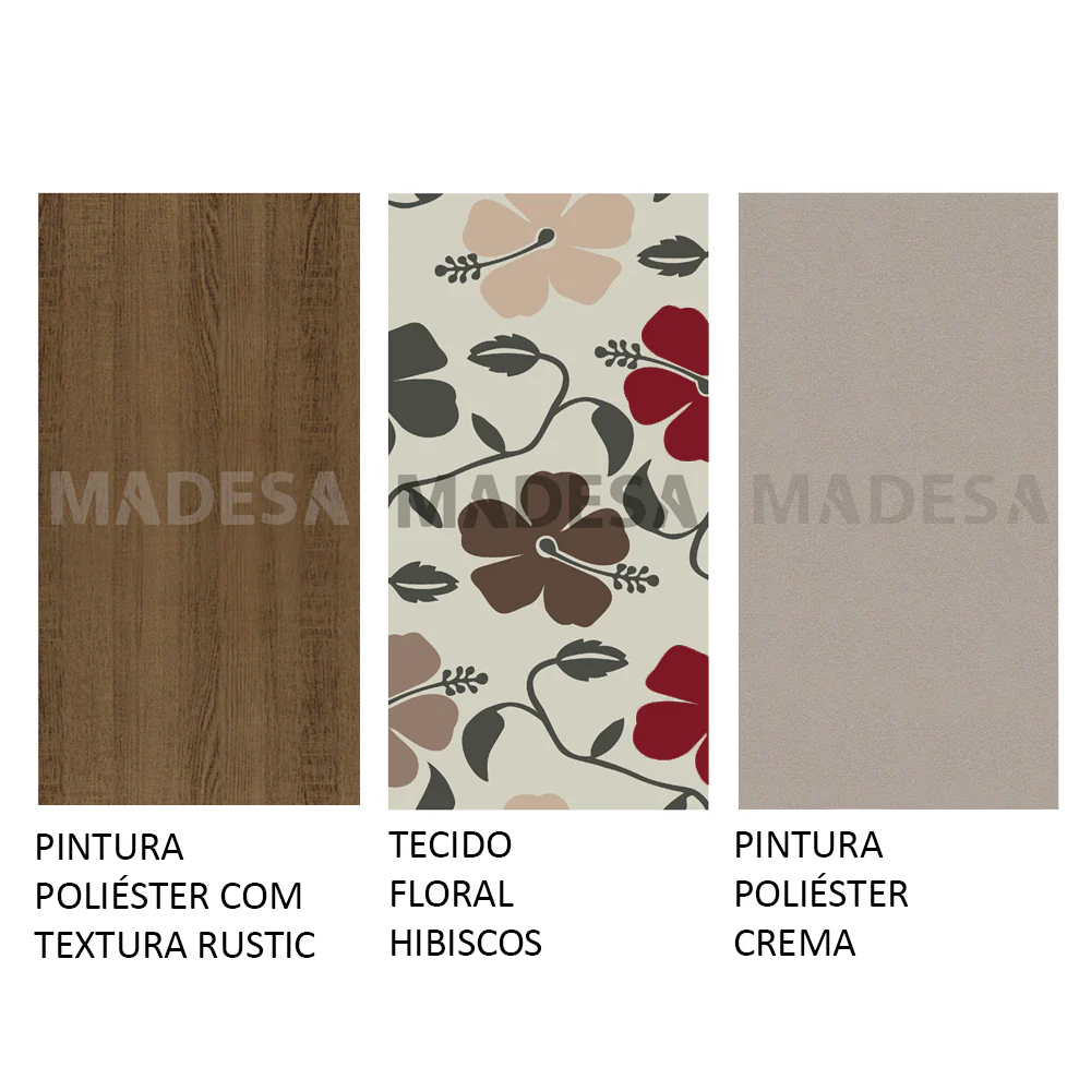 Conjunto Sala de Jantar Madesa Miriam Mesa Tampo de Madeira com 6 Cadeiras Rustic/Crema/Floral Hibiscos - Image 5
