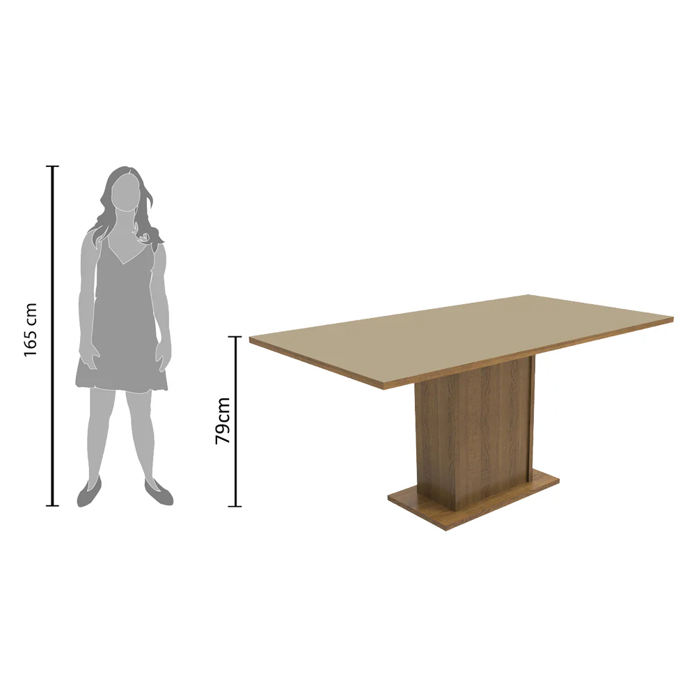 Conjunto Sala de Jantar Madesa Ohana Mesa Tampo de Madeira com 6 Cadeiras Rustic/Crema/Sintético Bege - Image 9