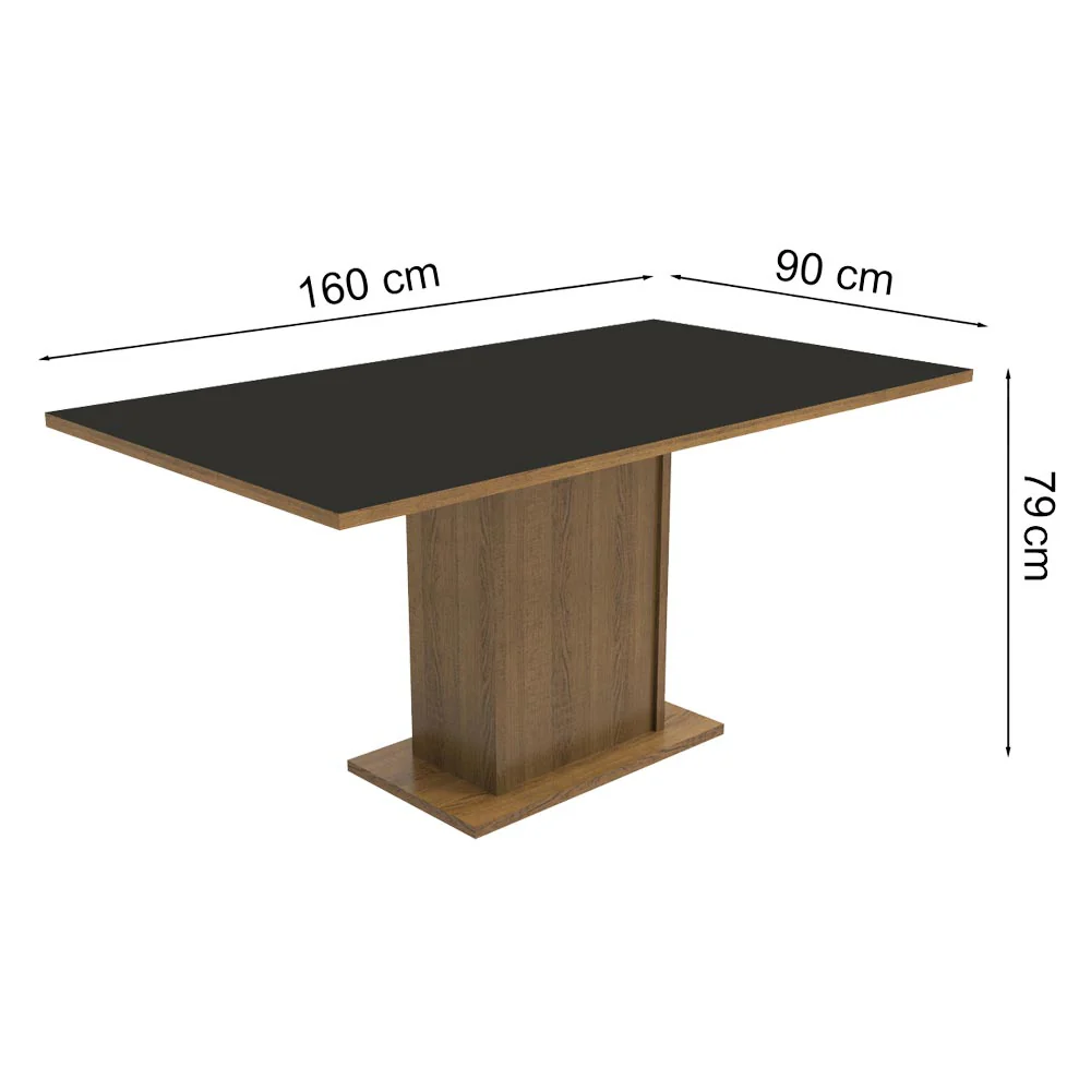 Conjunto Sala de Jantar Madesa Ohana Mesa Tampo de Madeira com 6 Cadeiras Rustic/Preto/Sintético Preto - Image 4