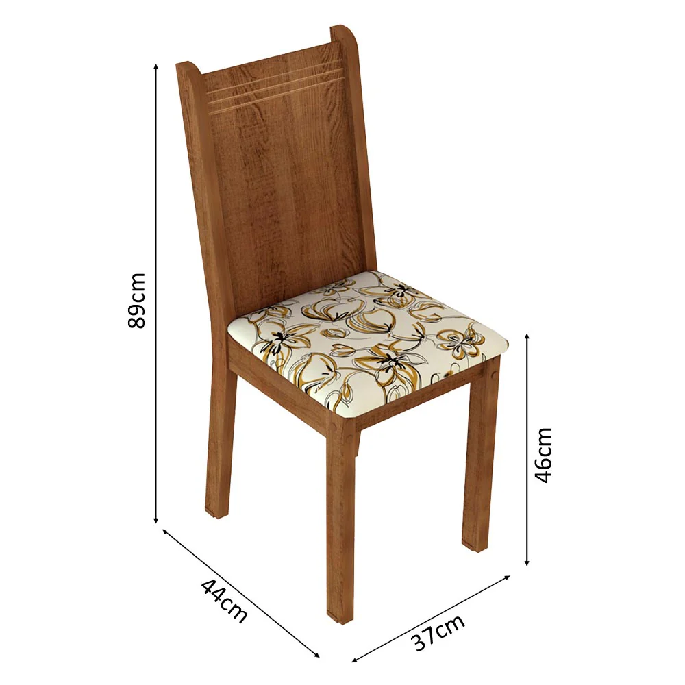 Conjunto Sala de Jantar Madesa Rute Mesa Tampo de Madeira com 4 Cadeiras Rustic/Lírio Bege - Image 3