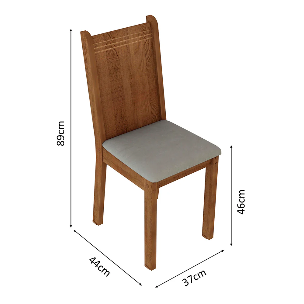 Conjunto Sala de Jantar Madesa Rute Mesa Tampo de Madeira com 4 Cadeiras Rustic/Sintético Bege - Image 3