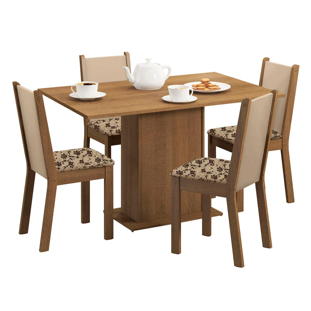 Conjunto Sala de Jantar Madesa Talita Mesa Tampo de Madeira com 4 Cadeiras Rustic/Crema/Bege Marrom - Image 2
