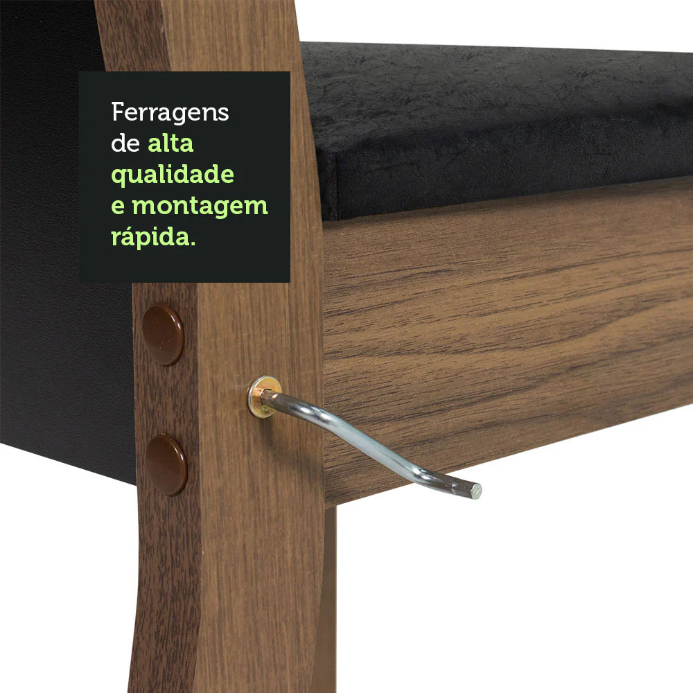 Conjunto Sala de Jantar Madesa Talita Mesa Tampo de Madeira com 4 Cadeiras Rustic/Preto/Oxford - Image 5