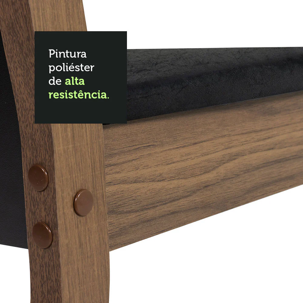 Conjunto Sala de Jantar Madesa Talita Mesa Tampo de Madeira com 4 Cadeiras Rustic/Preto/Oxford - Image 6