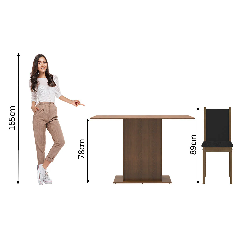 Conjunto Sala de Jantar Madesa Talita Mesa Tampo de Madeira com 4 Cadeiras Rustic/Preto/Oxford - Image 8