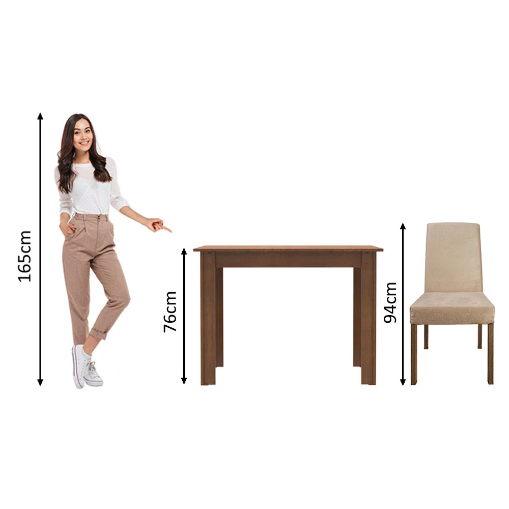 Conjunto Sala de Jantar Madesa Vic Mesa Tampo de Madeira com 2 Cadeiras Rustic/Imperial - Image 8