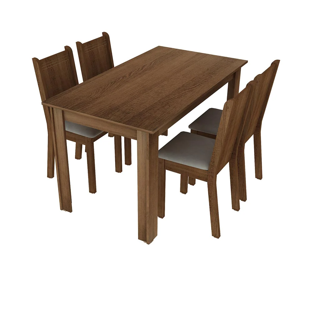 Conjunto Sala de Jantar Rosie Madesa Mesa Tampo de Madeira com 4 Cadeiras Rustic/Sintético Bege - Image 2
