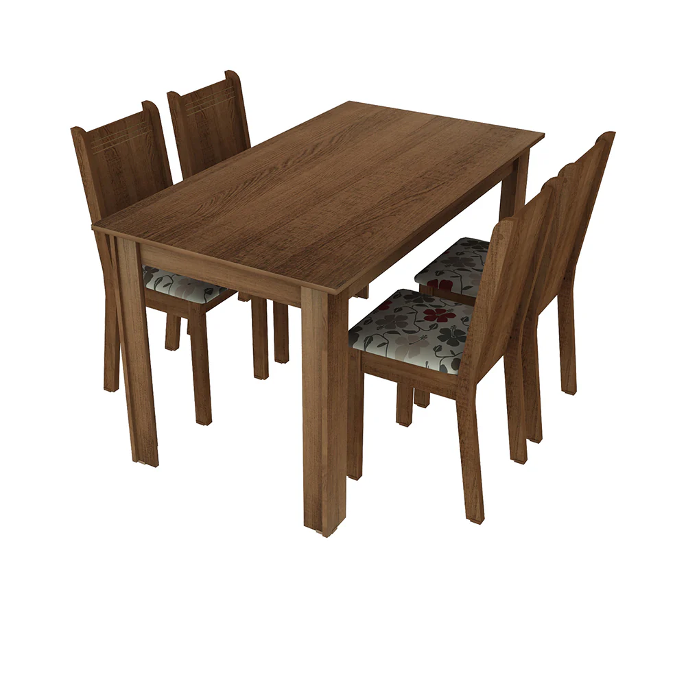 Conjunto Sala de Jantar Rosie Madesa Mesa Tampo de Madeira com 4 Cadeiras Rustic/Floral Hibiscos - Image 2