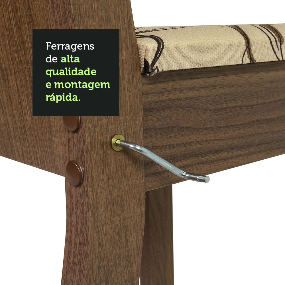 Conjunto Sala de Jantar Rosie Madesa Mesa Tampo de Madeira com 4 Cadeiras Rustic/Floral Lírio Bege - Image 6