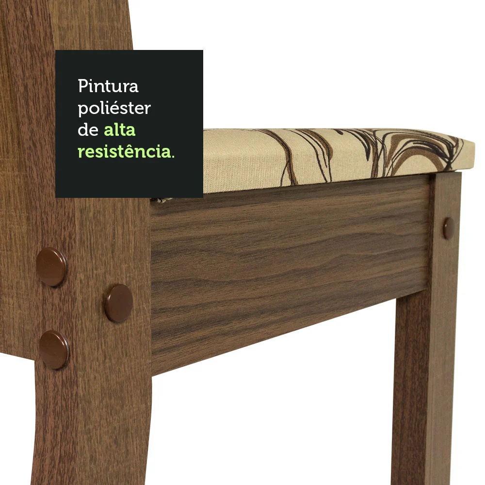 Conjunto Sala de Jantar Rosie Madesa Mesa Tampo de Madeira com 4 Cadeiras Rustic/Floral Lírio Bege - Image 7