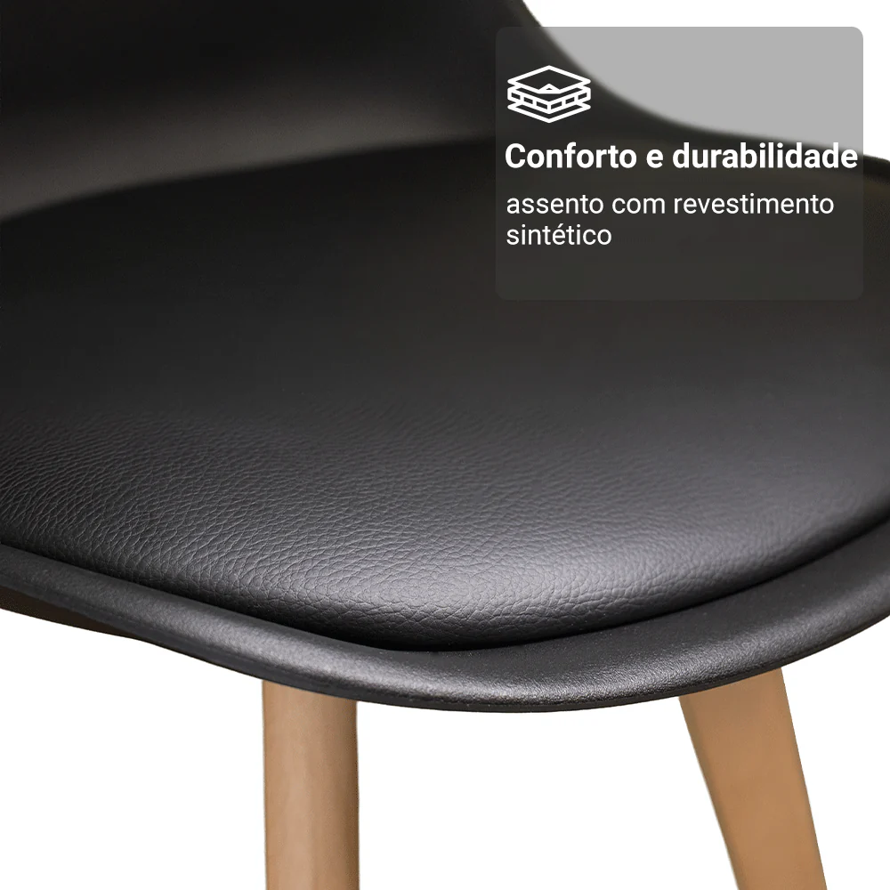 Conjunto Sala de Jantar Toscana Mesa Tampo de Vidro 4 Cadeiras Rustic/Preto Madesa - Image 8
