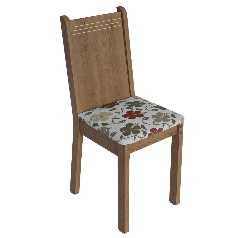 Conjunto Sala de Jantar Madesa Analu Mesa Tampo de Madeira com 6 Cadeiras Rustic/Floral Hibiscos - Image 9