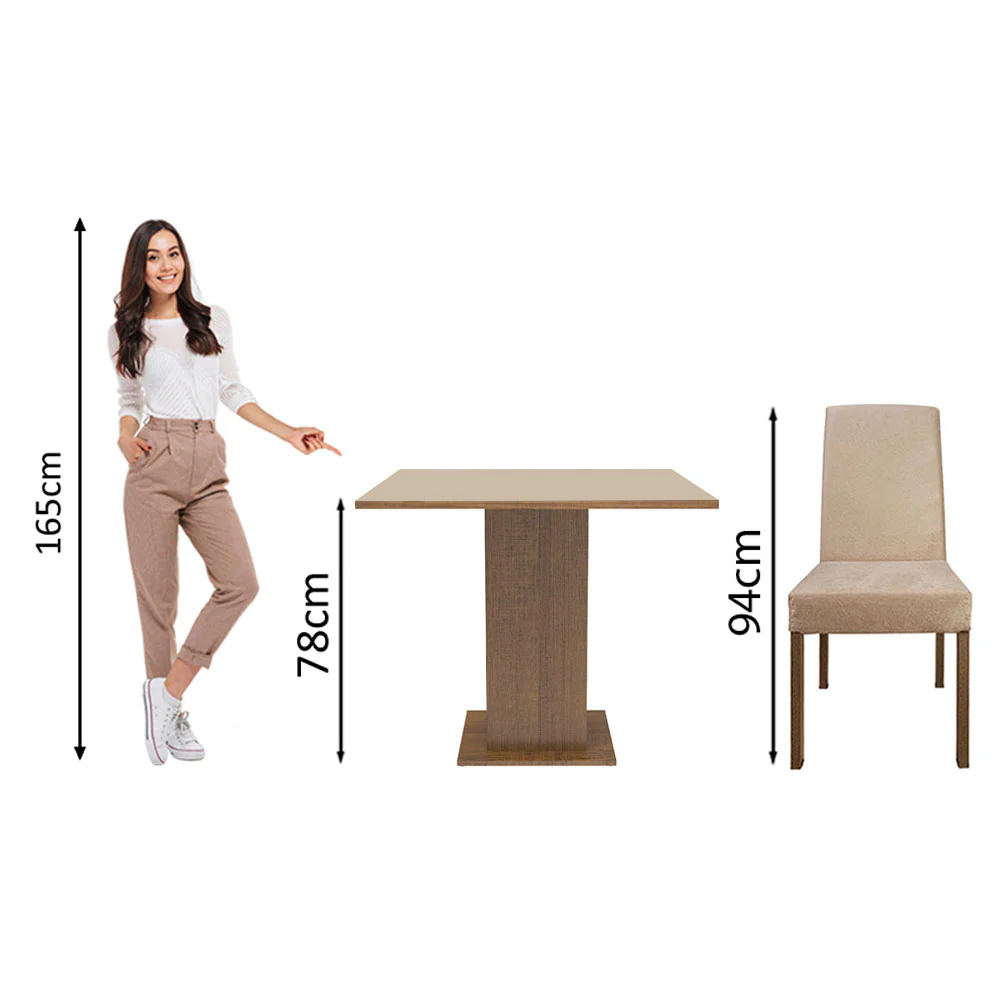 Conjunto Sala de Jantar Madesa Deise Mesa Tampo de Madeira 4 Cadeiras Rustic/Crema/Imperial - Image 4