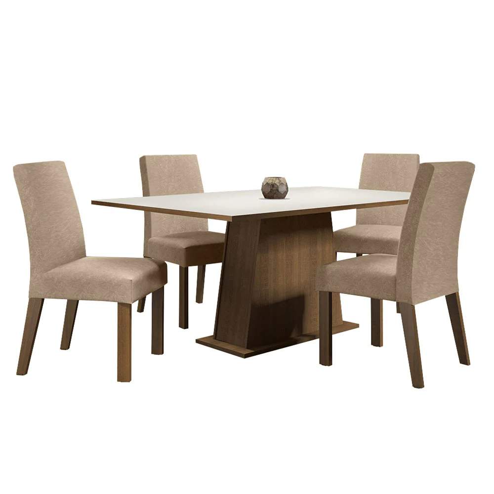 Conjunto Sala de Jantar Madesa Flavia Mesa Tampo de Madeira com 4 Cadeiras Rustic/Branco/Imperial - Image 2