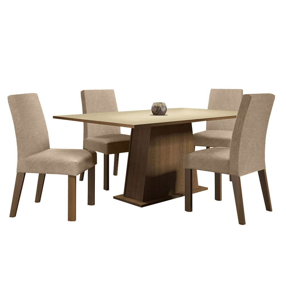 Conjunto Sala de Jantar Madesa Flavia Mesa Tampo de Madeira com 4 Cadeiras Rustic/Crema/Imperial - Image 2