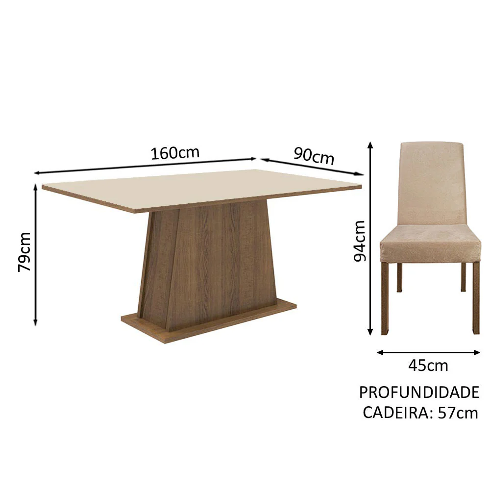 Conjunto Sala de Jantar Madesa Flavia Mesa Tampo de Madeira com 4 Cadeiras Rustic/Crema/Imperial - Image 3