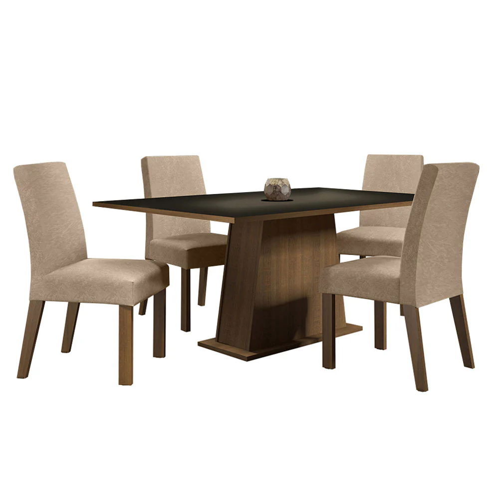 Conjunto Sala de Jantar Madesa Flavia Mesa Tampo de Madeira com 4 Cadeiras Rustic/Preto/Imperial - Image 2