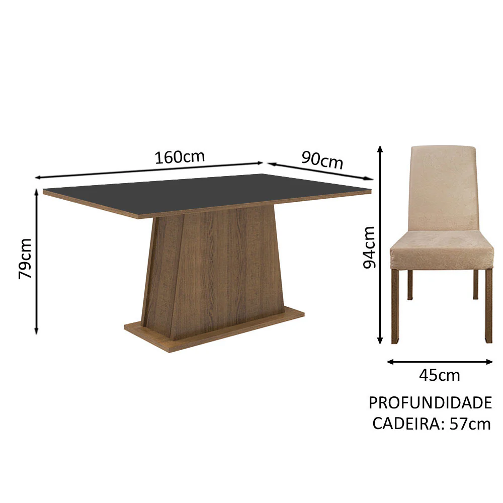 Conjunto Sala de Jantar Madesa Flavia Mesa Tampo de Madeira com 4 Cadeiras Rustic/Preto/Imperial - Image 3