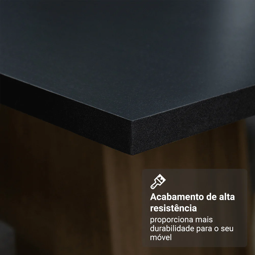 Conjunto Sala de Jantar Mesa Tampo de Madeira com 6 Cadeiras Preto/Rustic/Sintético Preto Madesa Medelin - Image 5
