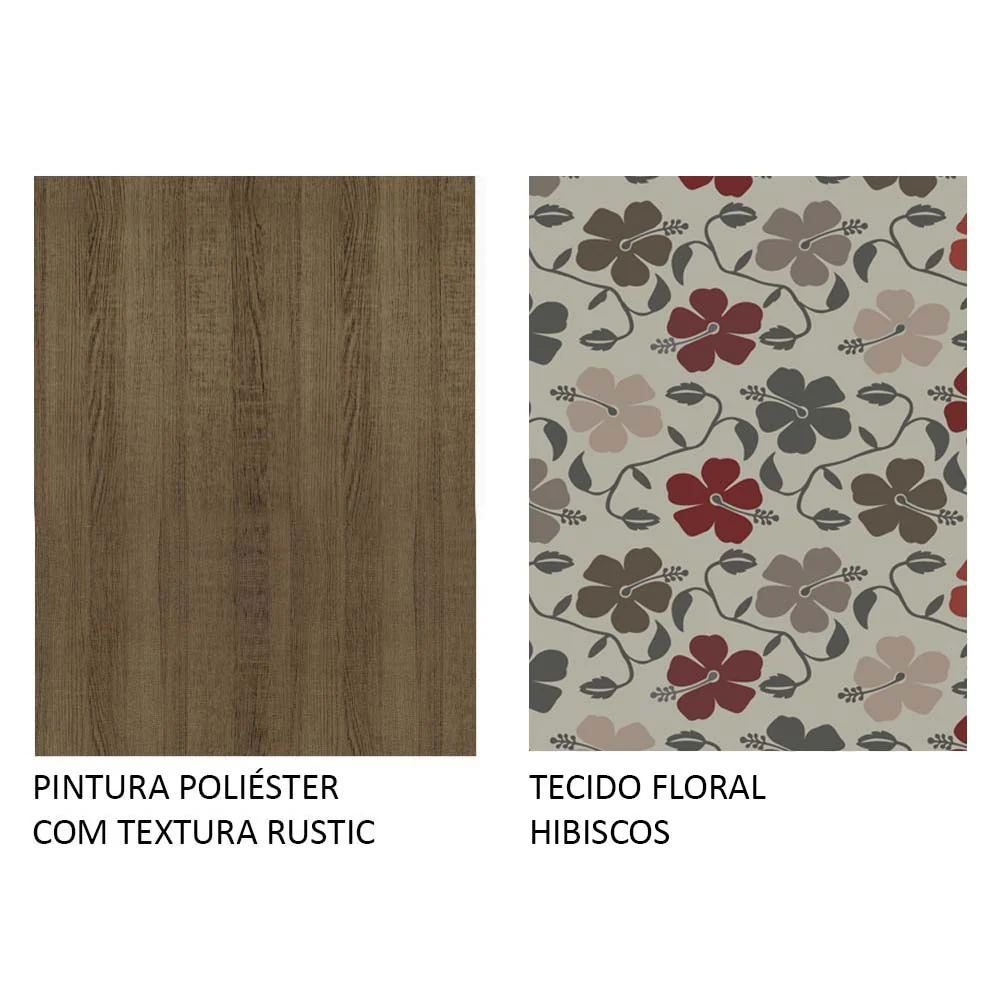 Conjunto Sala de Jantar Madesa Nanda Mesa Tampo Vidro Redondo 4 Cadeiras Rustic/Crema/Hibiscos - Image 9