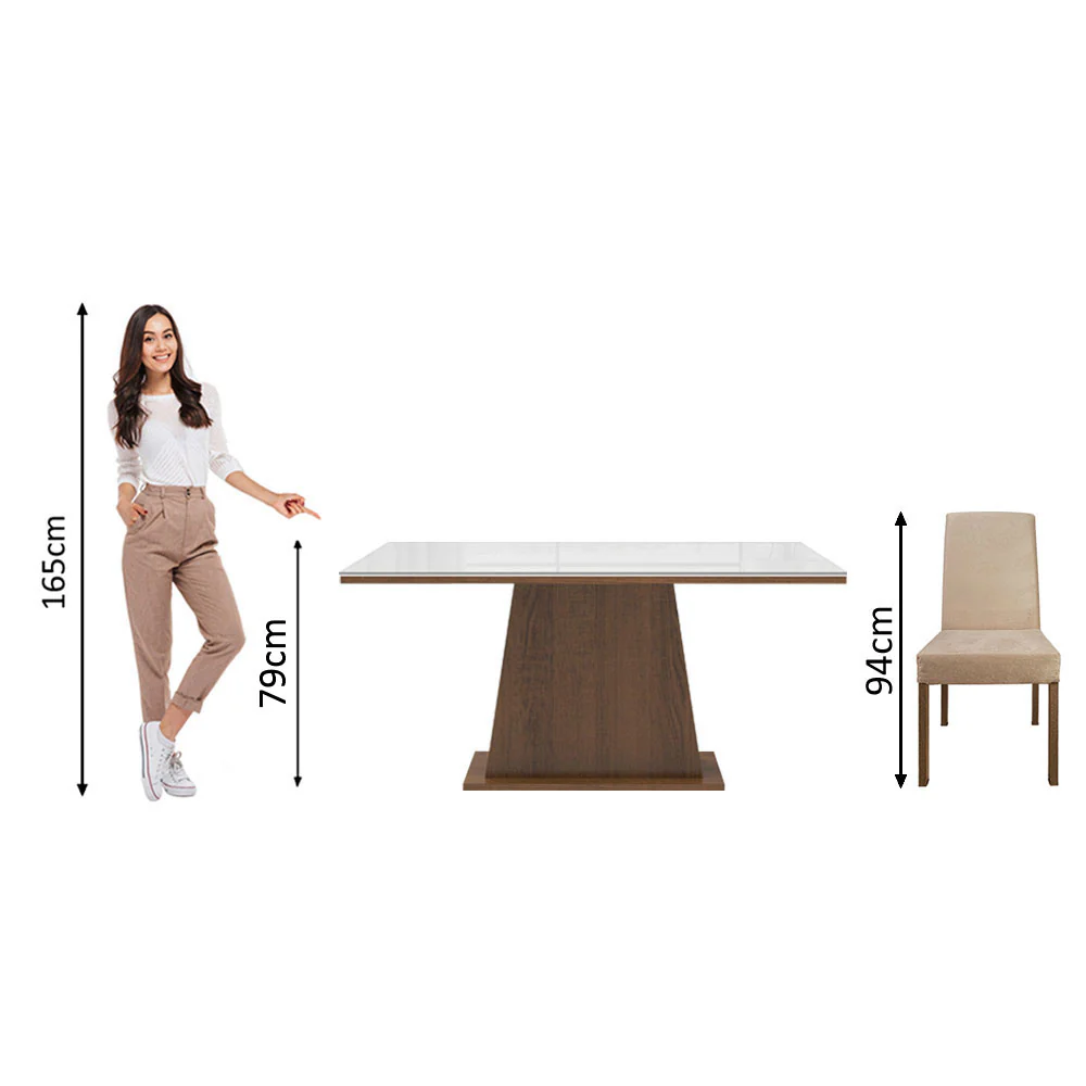 Conjunto Sala de Jantar Madesa Sabrina Mesa Tampo de Vidro com 4 Cadeiras Rustic/Branco/Imperial - Image 8