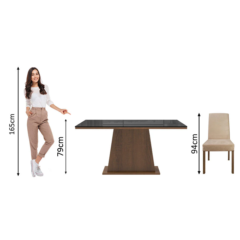 Conjunto Sala de Jantar Madesa Sabrina Mesa Tampo de Vidro com 4 Cadeiras Rustic/Preto/Imperial - Image 8