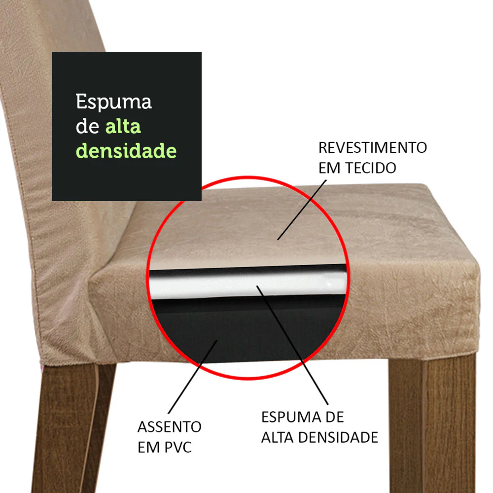 Conjunto Sala de Jantar Madesa Sabrina Mesa Tampo de Vidro com 4 Cadeiras Rustic/Preto/Imperial - Image 9